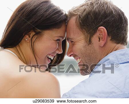Stock Photo - Roaring Brook Lake, Close up happy couple. Fotosearch