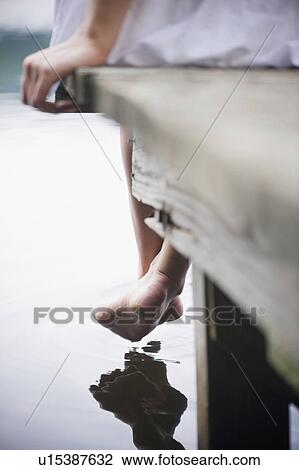 Roaring Brook Lake, Close up of legs of woman sitting on pier by lake View Large Photo Image Stock Image - Roaring Brook Lake, Close up of legs of woman sitting on pier by lake. Fotosearch