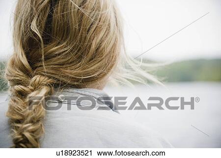 Roaring Brook Lake, Close up of woman's blond and braided hair View Large Photo Image Stock Image - Roaring Brook Lake, Close up of woman's blond and braided hair. Fotosearch