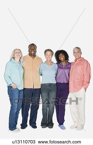 Stock Image - Studio portrait of senior friends. Fotosearch
