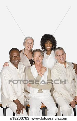 Studio portrait of senior friends View Large Photo Image Stock Image - Studio portrait of senior friends. Fotosearch