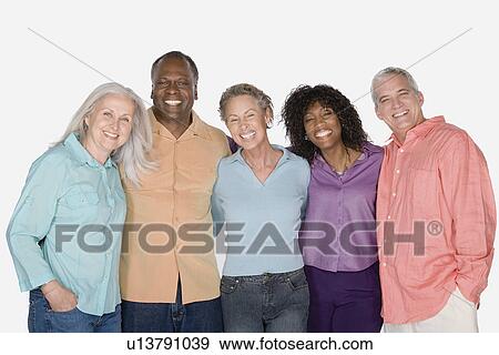 Stock Photo - Studio portrait of senior friends. Fotosearch