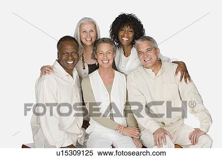 Studio portrait of senior friends View Large Photo Image Stock Photography - Studio portrait of senior friends. Fotosearch