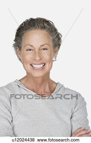 Stock Photo - Studio portrait of senior woman. Fotosearch