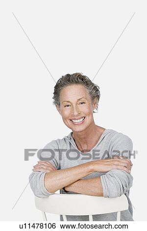 Stock Photograph - Studio portrait of senior woman. Fotosearch