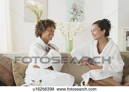 Two women relaxing in spa View Large Photo Image Stock Photo - Two women relaxing in spa. Fotosearch