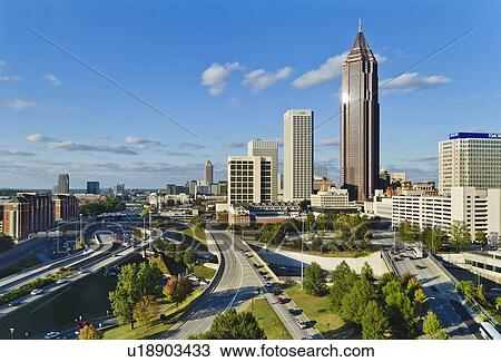 Stock Image - USA, Georgia, Atlanta, View of downtown. Fotosearch
