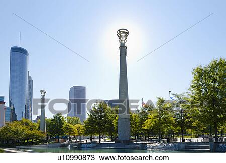 Stock Image - USA, Georgia, Atlanta, View of Cenntinial Park. Fotosearch