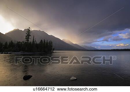 USA, Grand Teton National Park, Lake at dusk View Large Photo Image Stock Image - USA, Grand Teton National Park, Lake at dusk. Fotosearch