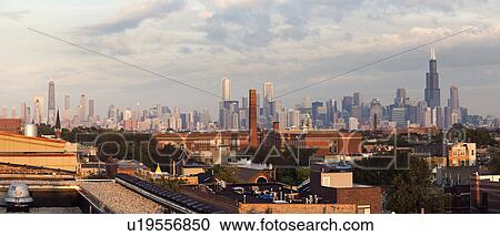 USA, Illinois, Chicago skyline View Large Photo Image Stock Image - USA, Illinois, Chicago skyline. Fotosearch