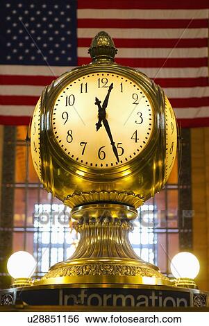 USA, New York City, Clock in Grand Central station View Large Photo Image Stock Photograph - USA, New York City, Clock in Grand Central station. Fotosearch