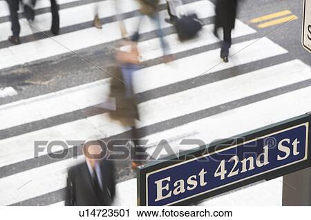USA, New York City, Manhattan, 42nd street, Pedestrians on zebra crossing View Large Photo Image Stock Image - USA, New York City, Manhattan, 42nd street, Pedestrians on zebra crossing. Fotosearch
