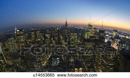USA, New York City, Manhattan skyline at dusk View Large Photo Image Stock Photography - USA, New York City, Manhattan skyline at dusk. Fotosearch