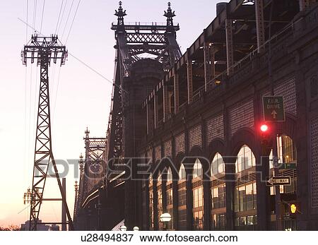 USA, New York City, Manhattan, Queensboro Bridge and Roosevelt Island Tram View Large Photo Image Stock Photo - USA, New York City, Manhattan, Queensboro Bridge and Roosevelt Island Tram. Fotosearch