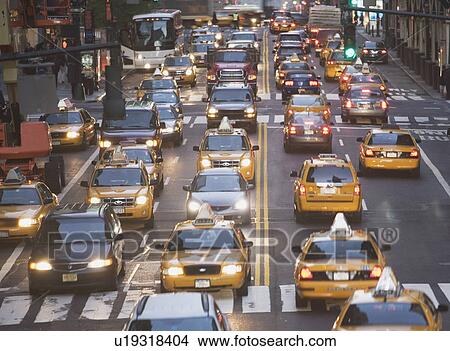 Usa New York City Manhattan Traffic Stopped At Zebra Crossing On 42nd Street Picture U Fotosearch