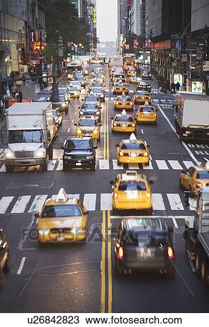 USA, New York City, Manhattan, Traffic on 42nd street View Large Photo Image Stock Image - USA, New York City, Manhattan, Traffic on 42nd street. Fotosearch
