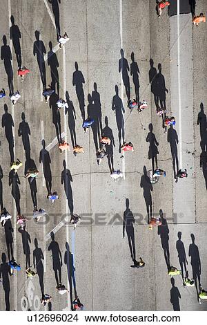 Picture - USA, New York City, New York City Marathon as seen from above. Fotosearch