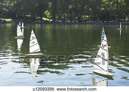 Stock Photography - USA, New York, New York City, Miniature sailboats. Fotosearch