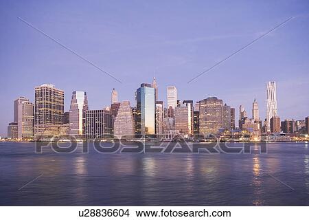 USA, New York State, New York City, City skyline at dusk View Large Photo Image Picture - USA, New York State, New York City, City skyline at dusk. Fotosearch