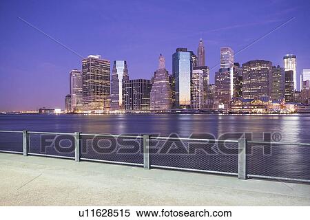 Stock Photography - USA, New York State, New York City, City skyline at dusk. Fotosearch