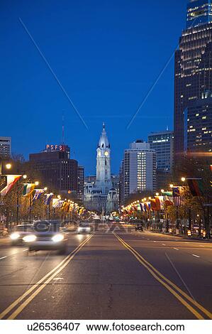USA, Pennsylvania, Philadelphia, Traffic at night View Large Photo Image Stock Photo - USA, Pennsylvania, Philadelphia, Traffic at night. Fotosearch