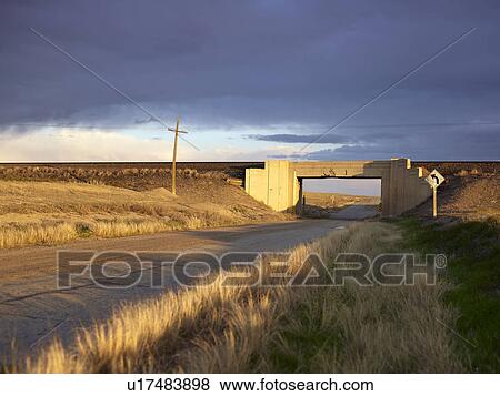 Stock Photo - USA, Utah, Road and train viaduct. Fotosearch