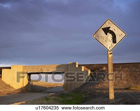 USA, Utah, Road sign and train viaduct View Large Photo Image Stock Photography - USA, Utah, Road sign and train viaduct. Fotosearch