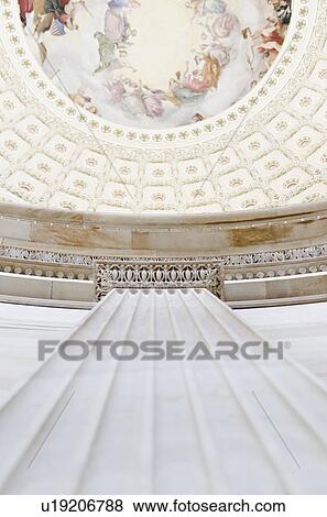 Stock Photo - USA, Washington DC, Capitol Building, Close up of fresco and coffers on ceiling. Fotosearch