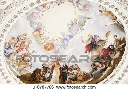 Stock Photograph - USA, Washington DC, Capitol Building, Close up of fresco on ceiling. Fotosearch