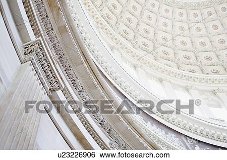 Stock Photograph - USA, Washington DC, Capitol Building, Close up of coffers on ceiling. Fotosearch