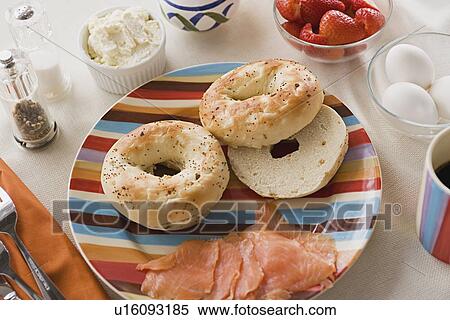 Bagels and smoked salmon View Large Photo Image Stock Photography - Bagels and smoked salmon . Fotosearch
