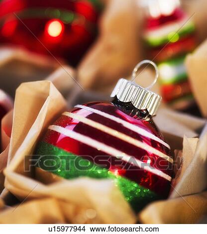 Picture - Christmas baubles in box. Fotosearch
