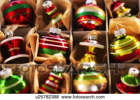 Stock Photo - Christmas baubles in box. Fotosearch