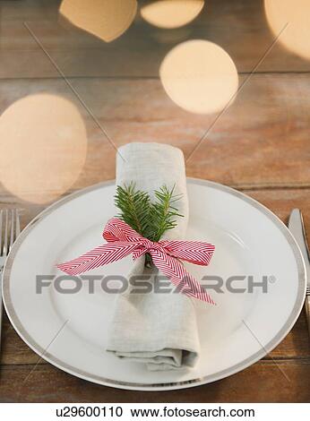 Christmas place setting View Large Photo Image Stock Image - Christmas place setting. Fotosearch