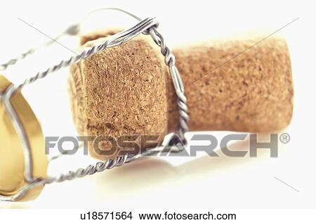 Picture - Close-up of champagne cork, studio shot. Fotosearch