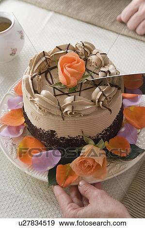 Stock Photo - Close up of decorated cake. Fotosearch