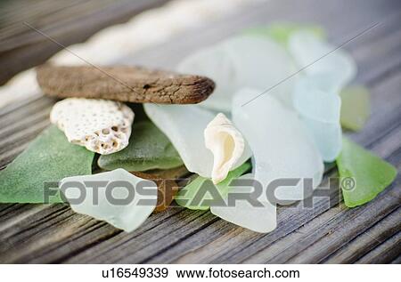 Stock Photo - Collection of sea glass. Fotosearch