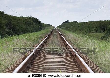Stock Image - Cuba, Railroad vanishing point. Fotosearch