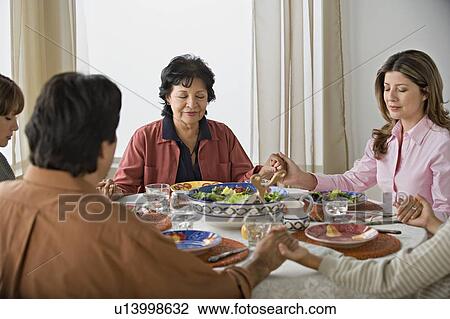 Family praying before meal View Large Photo Image Stock Image - Family praying before meal. Fotosearch