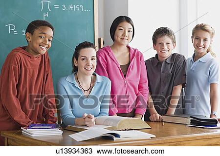 Stock Image - Group portrait of schoolchildren. Fotosearch