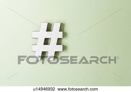 Stock Image - Hashtag on white background, studio shot. Fotosearch