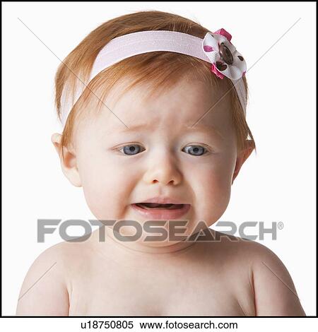 Portrait of baby girl (6-11 months) crying, studio shot View Large Photo Image Stock Photography - Portrait of baby girl (6-11 months) crying, studio shot. Fotosearch