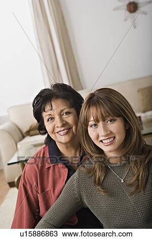 Stock Image - Portrait of grandmother and granddaughter. Fotosearch
