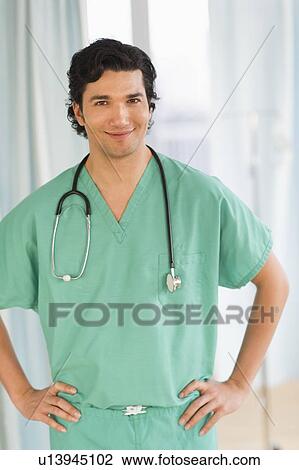 Stock Image - Portrait of male doctor. Fotosearch