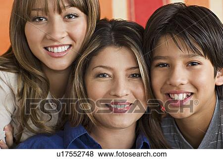 Portrait of mother with two children View Large Photo Image Stock Photo - Portrait of mother with two children. Fotosearch