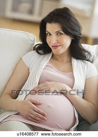 Stock Photo - Portrait of pregnant woman. Fotosearch