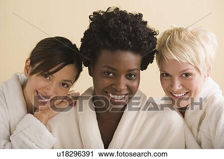 Portrait of three women in spa View Large Photo Image Stock Image - Portrait of three women in spa. Fotosearch