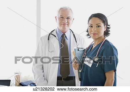 Stock Image - Portrait of two doctors. Fotosearch