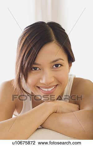 Portrait of woman smiling View Large Photo Image Stock Image - Portrait of woman smiling. Fotosearch