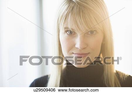 Portrait of woman smiling View Large Photo Image Stock Photograph - Portrait of woman smiling. Fotosearch